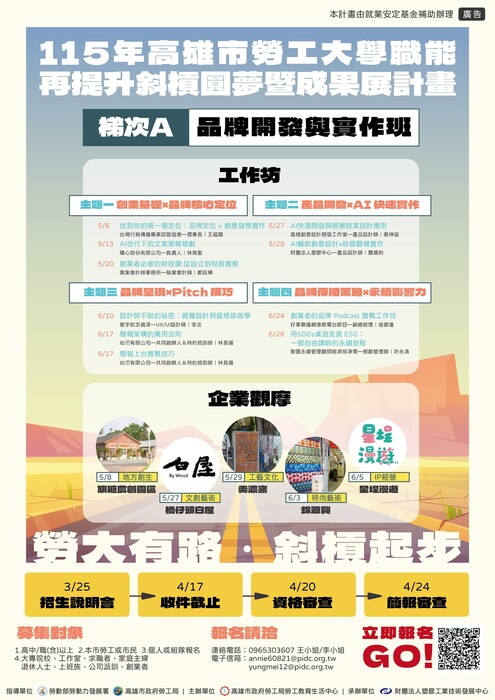 115 年度高雄市勞工大學職能再提升斜槓圓夢暨成果展計畫圖片