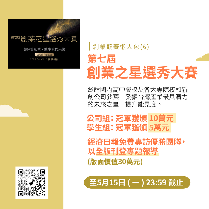 【競賽公告】(112-04-13) 全台大大小小創業競賽懶人包登場！把握時間投件！圖片